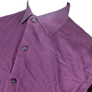 Charles Tyrwhitt Mens Dress Shirt M Medium Slim Fit Burgundy Cotton Long Sleeve